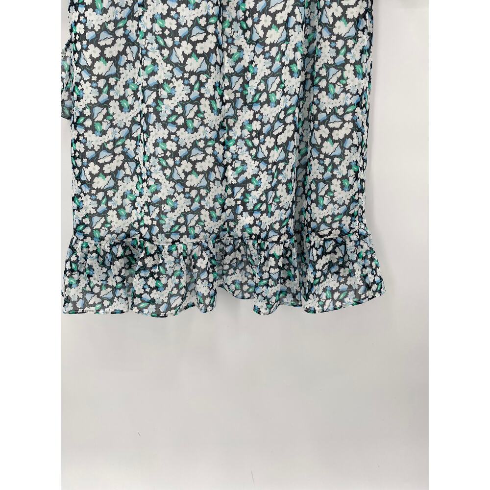 KARL LAGERFELD NWT Floral Long Sleeve V Neck Ruffle Hem Dress // 2 - Picture 11 of 12